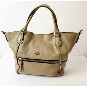 ROYNA Logo 2 Zipper Tote Handbag Leather Brown OS